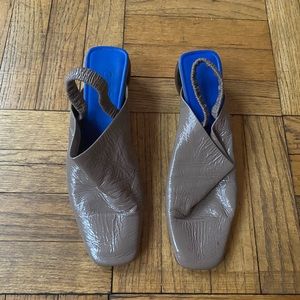 COS Taupe Sling-Back Mules, Size 9